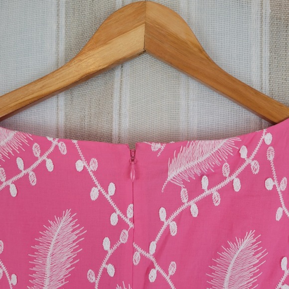 NEW Talbots Graceful Gardens Shift Dress Cotton Pastel Pink Size 12 Embroidered - Picture 11 of 12